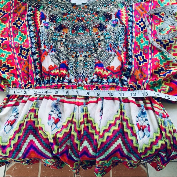 Camilla Drop Shoulder Playsuit Crystal Embellished Romper 100%silk size 3 (L) - Picture 7 of 15